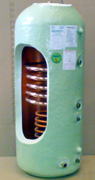 Cut out of a solar twin coil cylinder showing the coils inside